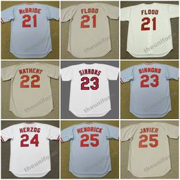 Men's 1940's-2000's BAKE McBRIDE CURT FLOOD JOE MEDWICK JACK CLARK MIKE MATHENY TED SIMMONS WHITEY HERZOG GEORGE HENDRICK JULIAN JAVIER Throwback Baseball Jersey S-5XL