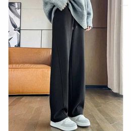 Women's Pants American Style Loose Fit Female High Waisted Motion Plush Sweatpants 2024 Spring Autumn Women Narrow Edition Wide Leg