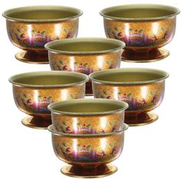 Dinnerware Sets 7 Pcs Metal Cup Water Bowl Lotus Flower Holder Buddha Offering Alloy Supply Container