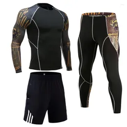 Men's Thermal Underwear Brand Long Sleeve T-Shirt MMA Rashgard Kit Compression Crossfit Shirts Fitness Leggings Base Layer 4XL