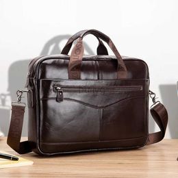 Laptop Cases Backpack Waterproof Business Genuine Leather Laptop Bag 14 15.4 Inch Travel Men First Layer Cowhide Leather Shoulder Man 24328