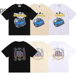 American Fashion Brand Rhude Racing Formula F1 Commemorative Short Sleeve High Quality Double Yarn Pure Cotton T-shirt for Men and Women