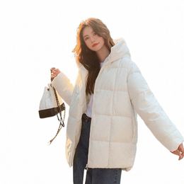winter White Basic New Thick Puffer Jackets Women Zipper Lg Down Jacket Woman Korean Loose Fi Hooded Bubble Coats Female x9zS#