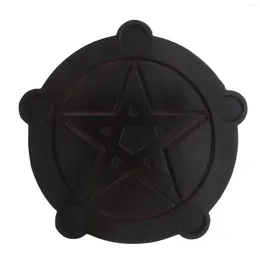 Candle Holders Pentagram Altar Plate Stand Decors Black Candles Props Sacrifice Holder Pentacle Star Wooden Vintage For Home