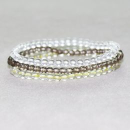 MG0067 Whole Natural Citrine Yellow Crystal Bracelet Smoky Clear Quartz Jewelry 4 mm Mini Gemstone Bracelet Set219b