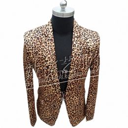 hot 2021 New Men's Fr Leopard Suit Jacket Korean Versi Men Small Blazer Nightclub Games Singer Stage Costumes M9it#