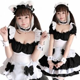 plus Size Maid Cosplay Cute Cat Girl Cosplay Sexy Low Cut Suit Maidservant Attire Anime Subdue Temptati Dr 8Piece Disfraz 58Gz#