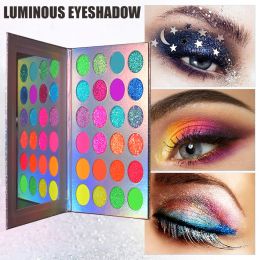 Shadow New 24 Colors Neon Eyeshadow Palette Glow in the Dark Paint Pigmented Fluorescent Matte Glitter Luminous Eye Shadow SCI8