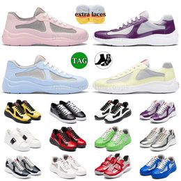 Luxury Advanced Sense Trainers Prads Low Soft Casual Shoes Loafers Mesh Cloth Fabric Running Shoe Sports America Cup Lace-up Tennis Dhgates Platform Runner Sneakers