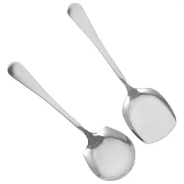 Spoons 2 Pcs Male Spoon Stainless Steel Kitchen Gadgets Serving Soup Concentrate Scoop Household Flatware