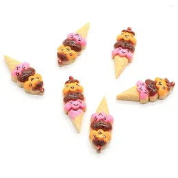 Decorative Flowers 50/100p/Kawaii Mini Food Resin FlatBack Cabochon Simulation Ice-Cream Cone Scrapbooking Embellishment Craft DIY For Phone