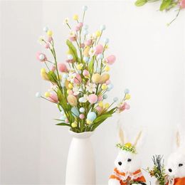 Decorative Flowers Easter Egg Tree Branch Fake Plant Happy Decor Party Home Vase Diy Flower Arrangement Accessories