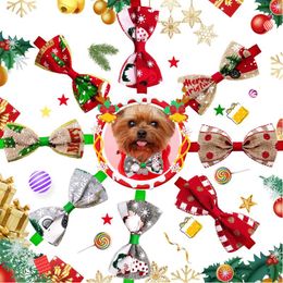 Dog Apparel 10PCS Pet Necktie Puppy Cat Bow Ties Christmas Bowtie Collar Adjustable Grooming Accessories