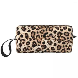 Storage Bags Custom Leopard Print Travel Cosmetic Bag Women Animal Skin Makeup Toiletry Organizer Lady Beauty Dopp Kit