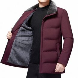 winter Men's Plus Veet Thick Warm Cott Coat Jacket Male Cold-proof Fur Collar Lapel Padded Jackets Parkas Fleece Outerwear W8uJ#