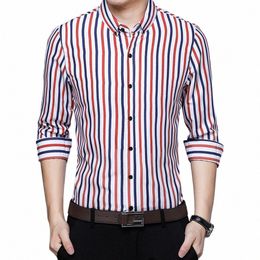 2023 brand striped mens shirts for men clothing korean fi lg sleeve shirt luxury dr casual clothes 138 R30r#