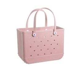 Rainbow Bogg Silicone Beach Large Luxury Eva Plastic Beach Bags Pink Blue Candy Women Cosmetic Bag PVC Basket Travel Storage Bags Jelly Summer Outdoor Handbag 7441