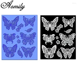 Baking Moulds Aomily Silicone Butterflies Lace Mat Pad Cake Fondant Mold Butterfly Mousse Kitchen DIY Decorating Bakeware