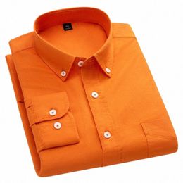 classic fit fasi 100%Cott lg-sleeve shirt for men single pocket slim fit Casual top soft Oxford solid Colour office clothes m1EB#