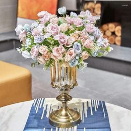 Vases Golden Crystal Glass Vase Room Decor Dried Flowers Hydroponic Flower Home Living Decoration Weddding