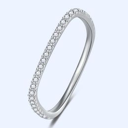 2021 New Arrival Simple Fine Jewellery Real 925 Sterling Silver Pave White Sapphire CZ Diamond Party Square Ring Women Wedding Band 238Y