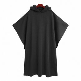 stylish Men Cloak Coats Hooded Cape Solid Loose 2023 Streetwear Punk Style Windproof Men Lg Trench Chic Winter Pcho INCERUN e9ur#