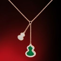 New Seiko Gourd Necklace Women's Elegant Inlaid Size Gourd Fringe Pendant Designer Jewellery Necklace Designed for Women