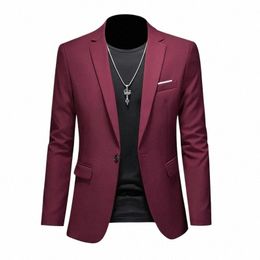 brand Clothing Men's High-Quality Busin Suit Jackets Solid Color Slim Fit Casual Tuxedo Man Fi Dr Blazers 6XL-M q8Zu#
