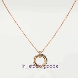 High luxury designer necklace Carter Three Ring Necklace Womens Simple Diamonds Interlocking Colourful Gold Versatile Snake Bone Chain Original 1to1 With Real Logo