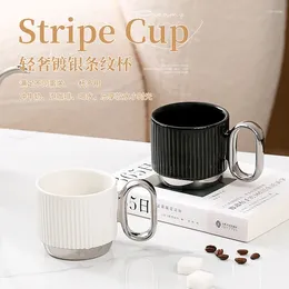 Cups Saucers Internet Celebrity Light Luxury Silver Plated Coffee Cup With High Aesthetic Value Office Ceramic Water Afternoon Tea Mug