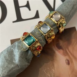 Retro Gemstone ring Inlaid Ring Light Luxury High Court Style Gold Index Finger Ins Fashion All-Match Jewellery Gift