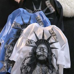 Men's T Shirts Gothic Pattern Printed Cotton Men Vintage O Neck Half Sleeve Mens T-shirt Streetwear Spring Summer Casual Tops