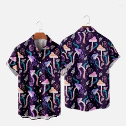 Men's Casual Shirts Hawaiian T-Shirt For Women Mushrooms Pattern 3D Printed Hombre Fashion Shirt Beach Oversized Clothes