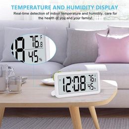 Wall Clocks Mini Digital Clock Temperature Humidity Portable Table Hygrometer Home Office Battery LED