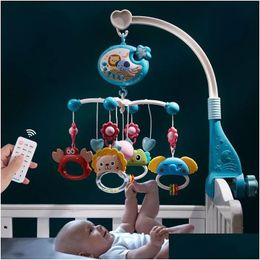 Mobiles Baby Crib Mobile Rattles Toys Remote Control Star Projection Timing Born Bed Bell Toddler Carousel Musical Toy 012M Gifts 2402 Dh0Hf