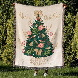 Tapestries Christmas Tree Tapestry Thread Blanket Sofa Cover Multi-function Camping Picnic Wall Hanging Portable
