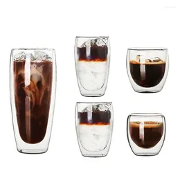 Wine Glasses Double-Layer Glass Coffee Mug Tea Cup Heat-Resistant Milk