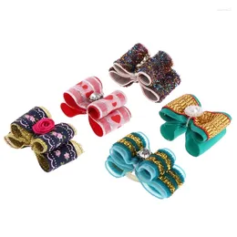 Dog Apparel Handmade Hair Band Bows Puppy Glistening Hairpins Bands Yorkie Grooming