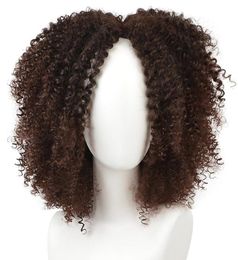 Short Afro Kinky Curly Hair Wigs for Black African American Women Natural Brown Costume Synthetic Wigs2648405
