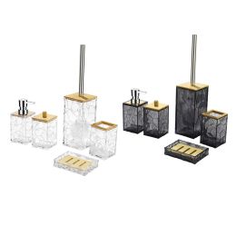 Sets 5 Pieces Bathroom Accessory Set Soap Dispenser Bath Accessory Sets Bath Necessities for Home Dorm Countertop Apartment Decor