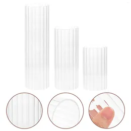 Candle Holders 3 Pcs Windproof Glass Holder Decor Desktop Shades Classic Sleeve Clear Open Ended Cover