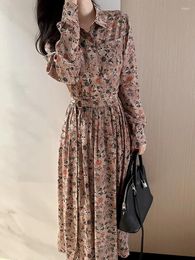 Work Dresses 24 Women L//P Vintage Chic Floral Print Silk Long Sleeve Shirt Tie Belt Half Skirt