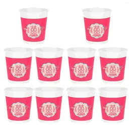 Disposable Cups Straws 50Pcs Creative Unique Chinese Thicken Paper Wedding Simple Tableware