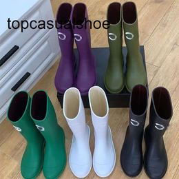 Channeles CF Round Length High Tube Head Knee New Boots Casual Waterproof Womens Soft Cow Leather Rain Boots
