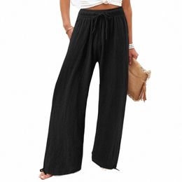 plus Size Cott Linen Women Pants 2023 High Waist Wide Leg Lg Trousers Autumn Female Clothing Elegant Large Size Length Pants A1gE#