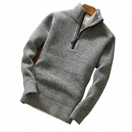 winter Male Fleece Thicker Sweater Half Zipper Turtleneck Warm Pullover Quality Mens Slim Knitted Wool Sweaters for Spring coat e8bA#