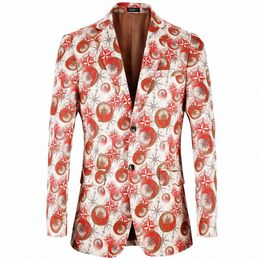 2023 Compass Printing Casual Men Blazer Suit Easter Male USA Big Size Suit Jacket Men's Busin Party Blazers Outerwear Coats p9YU#