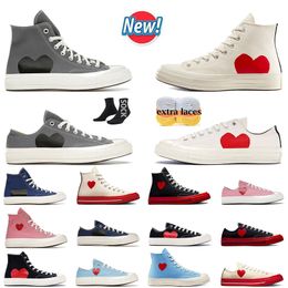 Fashion High Vintage Commes Des Garcons X 1970s Designer Casual Canvas Shoes Men Women All Star Classic 70 Chucks Taylors Low Multi-Heart chaussures Sports Sneakers