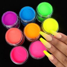 Lipstick 9 Boxes Acrylic Nail Powder Neon Pigment Powder Nails Polymer Gel Polish Manicure Tips Builder Professional Nail Art Supplies