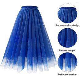 Skirts Women A-line Skirt Elegant Women's High Waist Mesh Gauze Pleated Maxi Tulle For Prom Summer Special Occasions